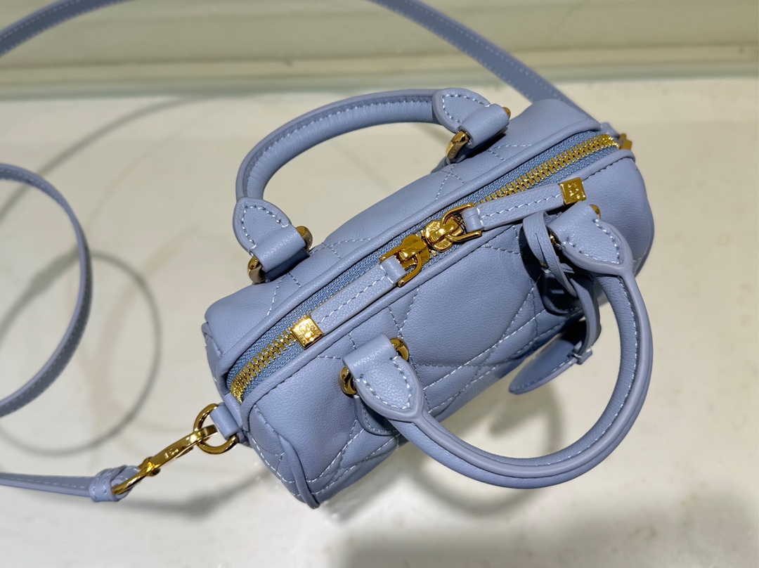 Dior Groove 17 Mini Bag Pale Blue Macrocannage Calfskin